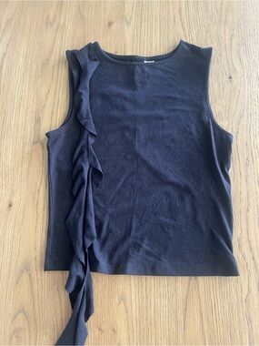 H&M Black Sleeveless Top with Side Ruffle Tie